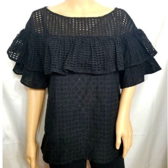 J. Crew Tops - JCREW Eyelet Flounce Ruffle Lace Crochet Top